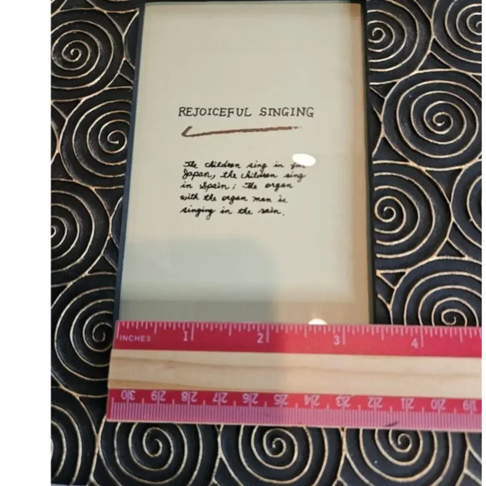 Frame Rejoiceful Singing Photo Frame Whimsical Brass Stone Look MCM holds 3.5x5